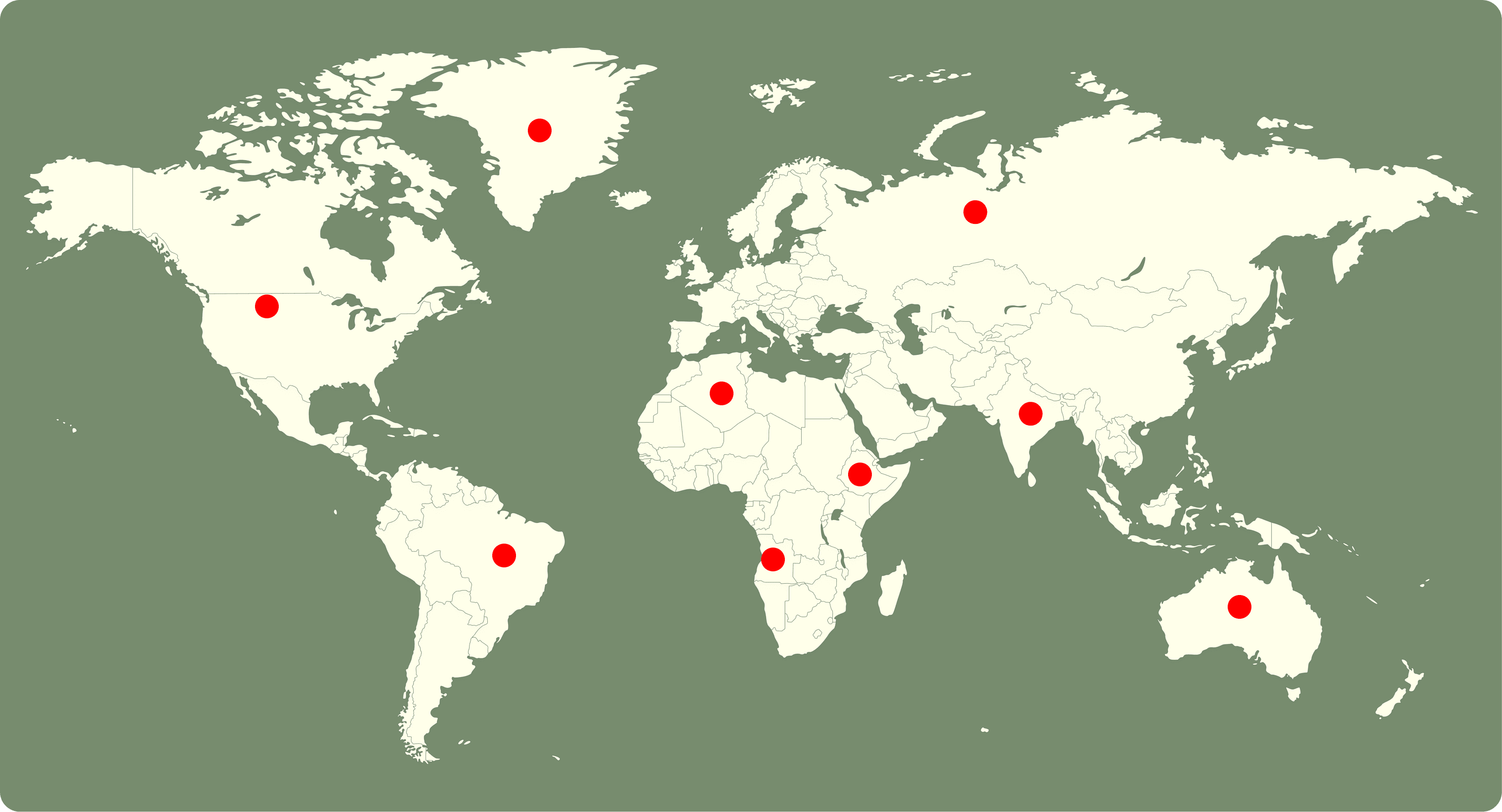 World map showing locations